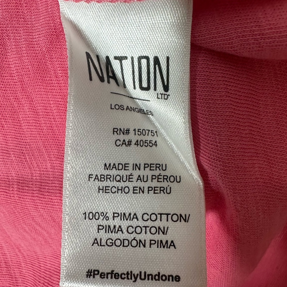 Nation LTD | Elliot Ruffle Dress | Pink | 100% Pima Cotton | Sleeveless | Size S - Picture 6 of 6